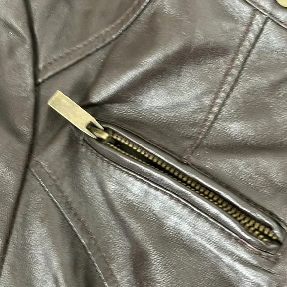 Arden B brown leather moto jacket coat medium - Picture 12 of 13